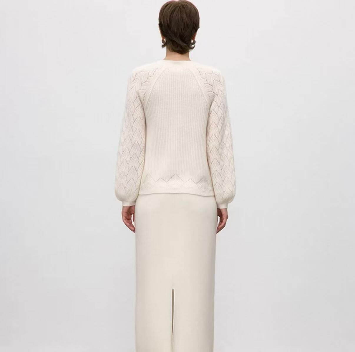 white cashmere sweater v neck 