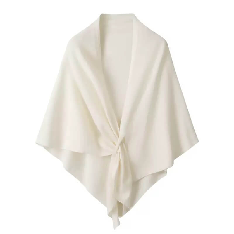 100% cashmere knitted triangle shawl in white
