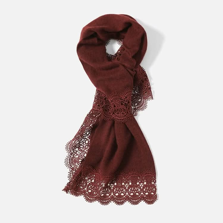 women's pure cashmere cape scarf in wine red