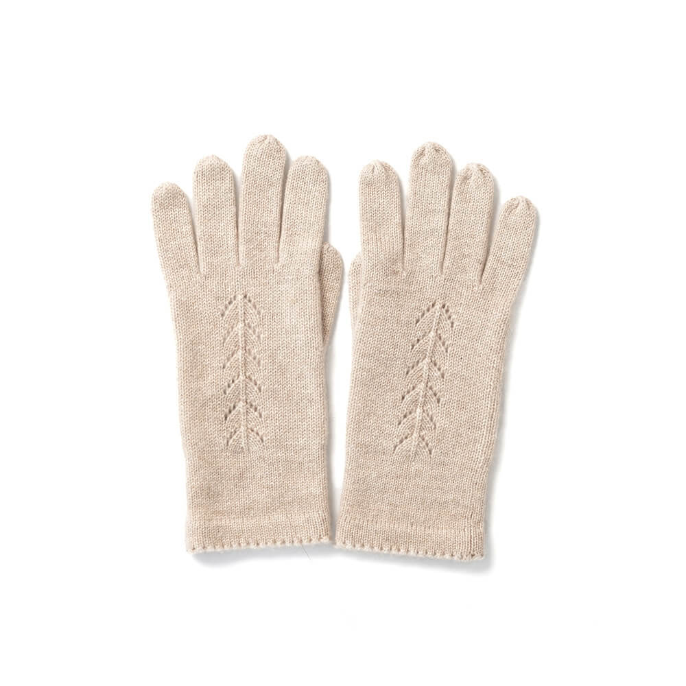 Women's knitted Cashmere Gloves in beige color