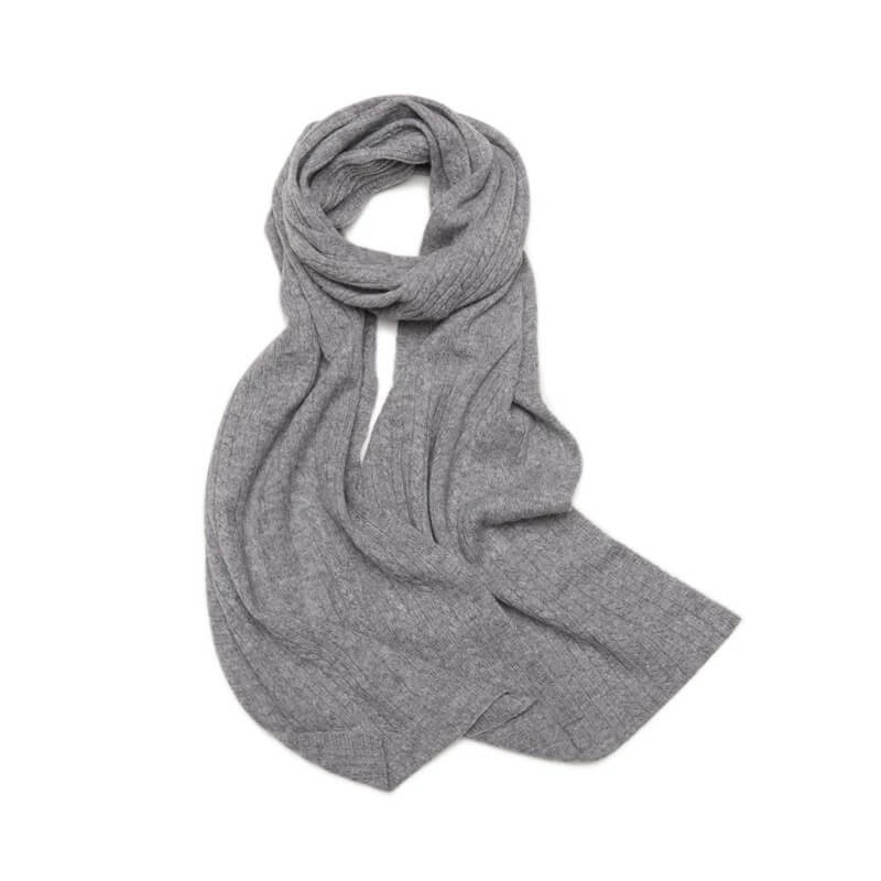 The Heritage Ribbed Scarf in 100% Pure Cashmere in grey