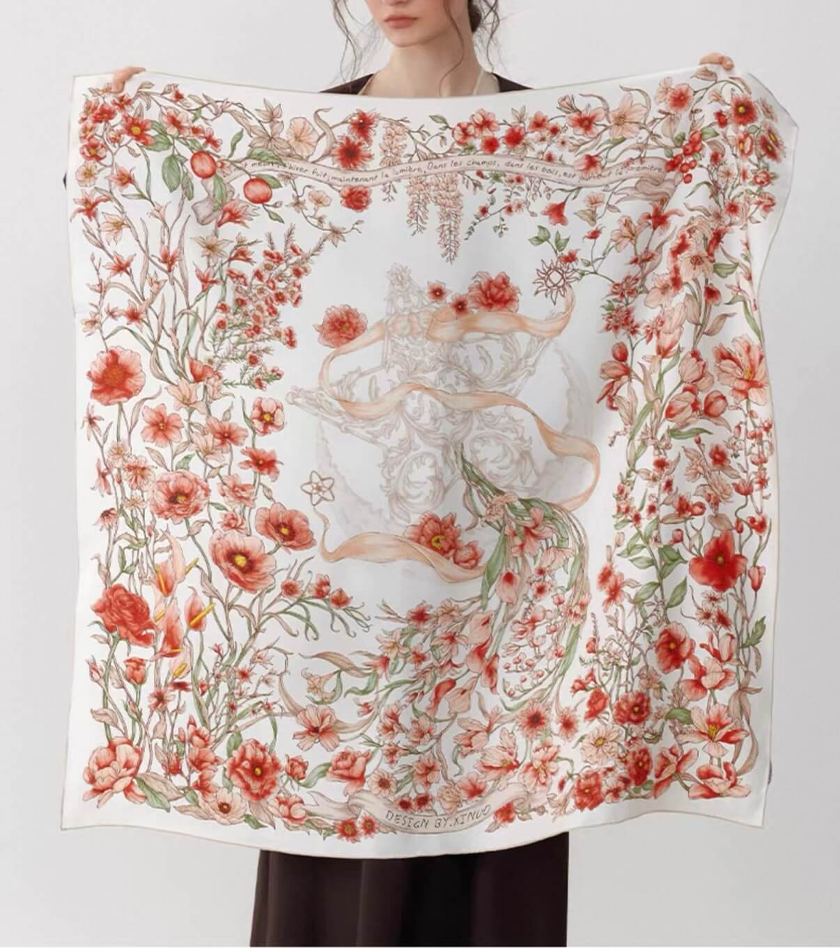 	Hand-Rolled Edge Detail – Pure Silk Scarf,Mulberry Silk Twill Scarf Framed as Wall Art