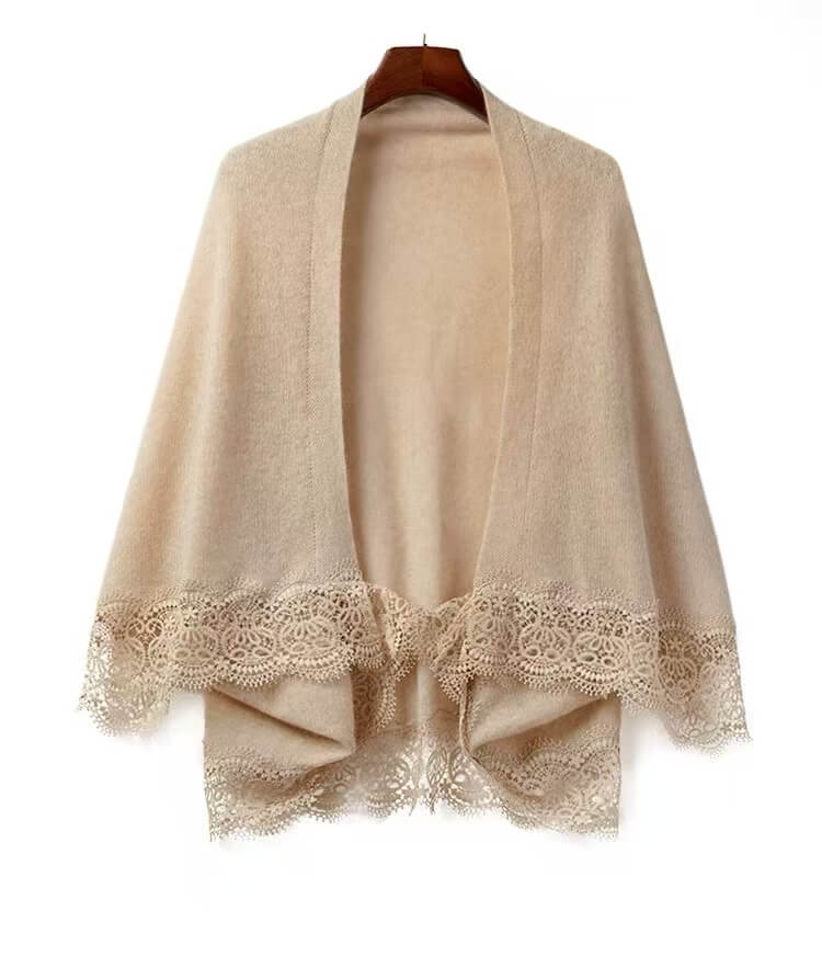 women's pure cashmere cape scarf in beige 