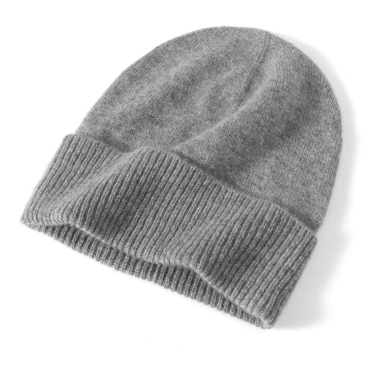 Luxurious 100% Cashmere Beanie for Women in grey color