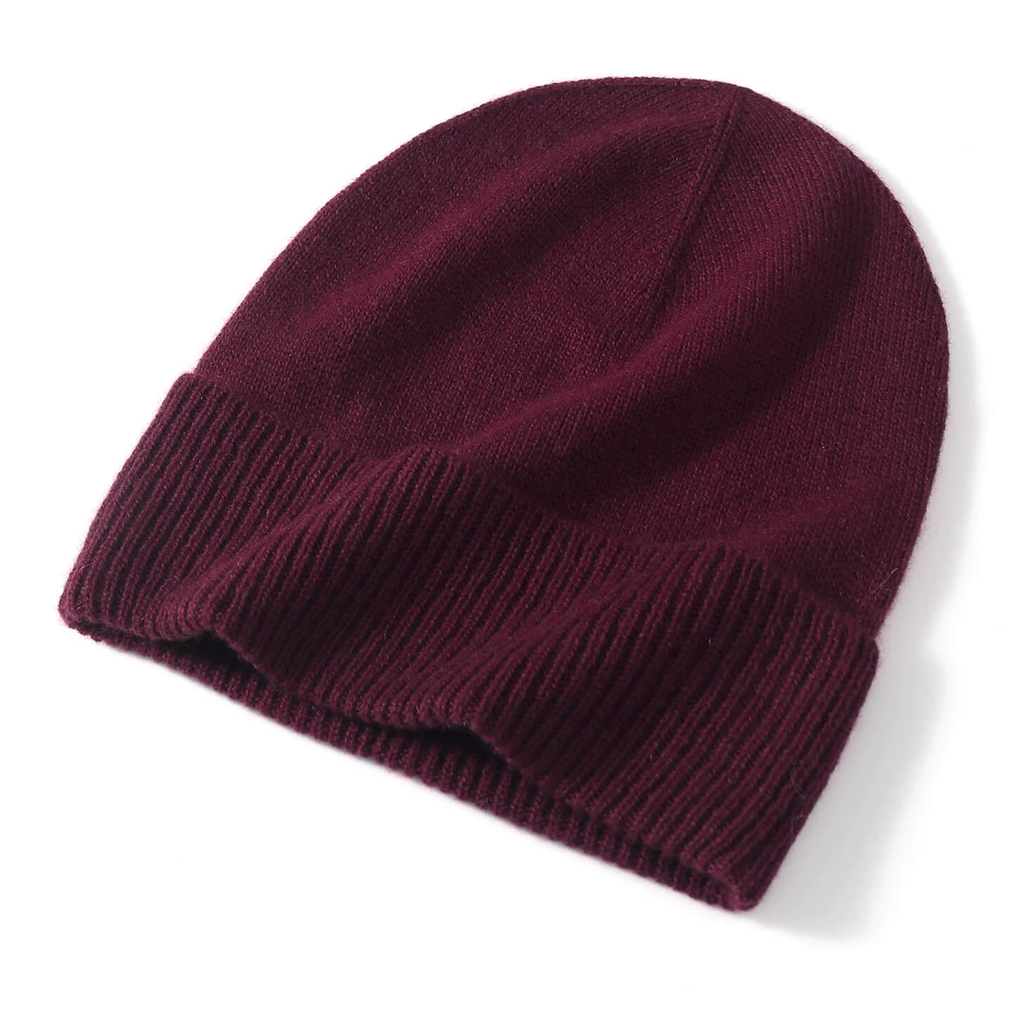 Luxurious 100% Cashmere Beanie for Women in wine red 