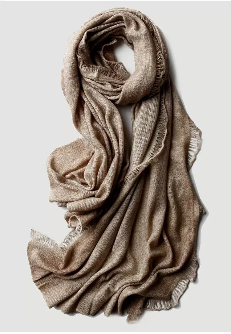 Luxurious 100% Cashmere Ombré Painted Wrap in beige color