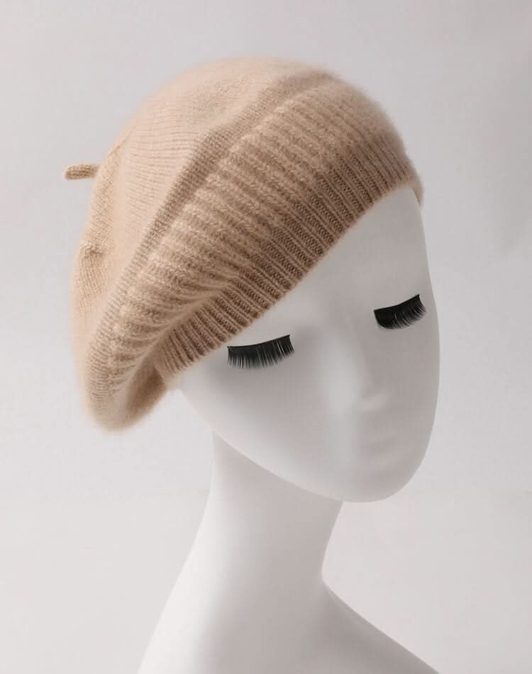 cashmere beret beanie hats in camel color