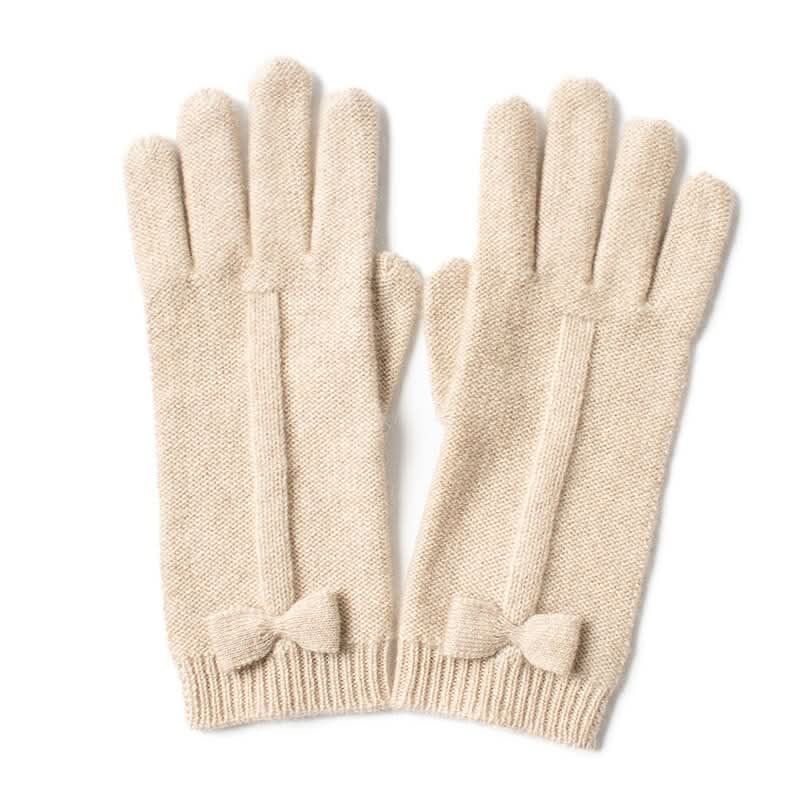 women beige color cashmere gloves