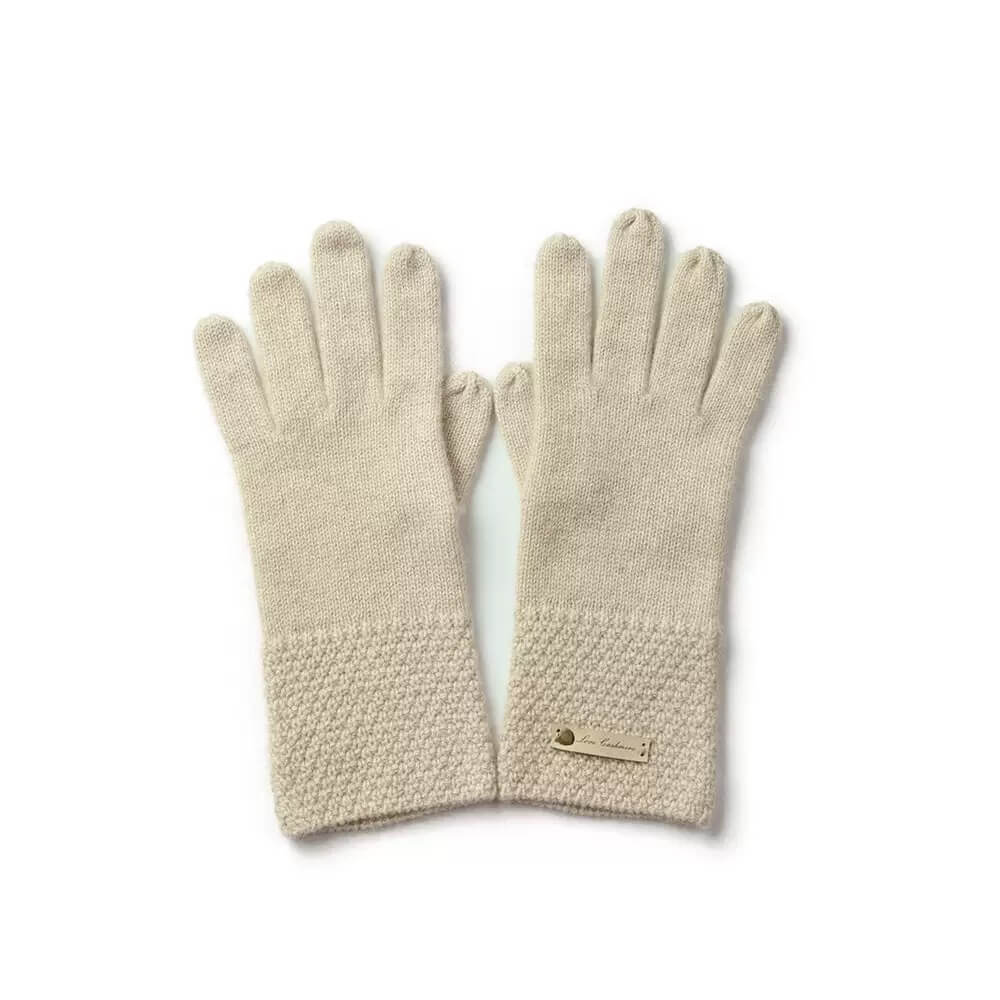 Women’s 100% Pure Cashmere Five-Finger Gloves in beige 