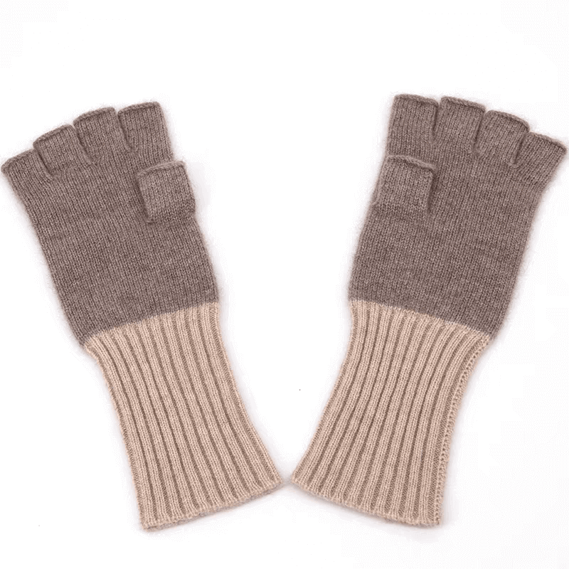 women cashmere beige color gloves 