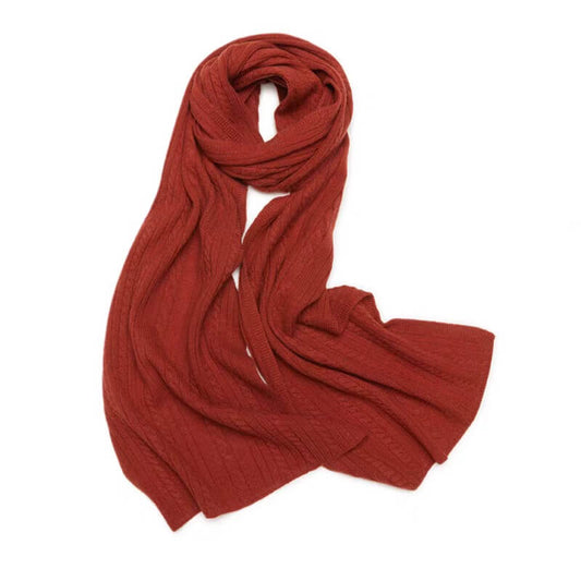 The Heritage Ribbed Scarf in 100% Pure Cashmere in red