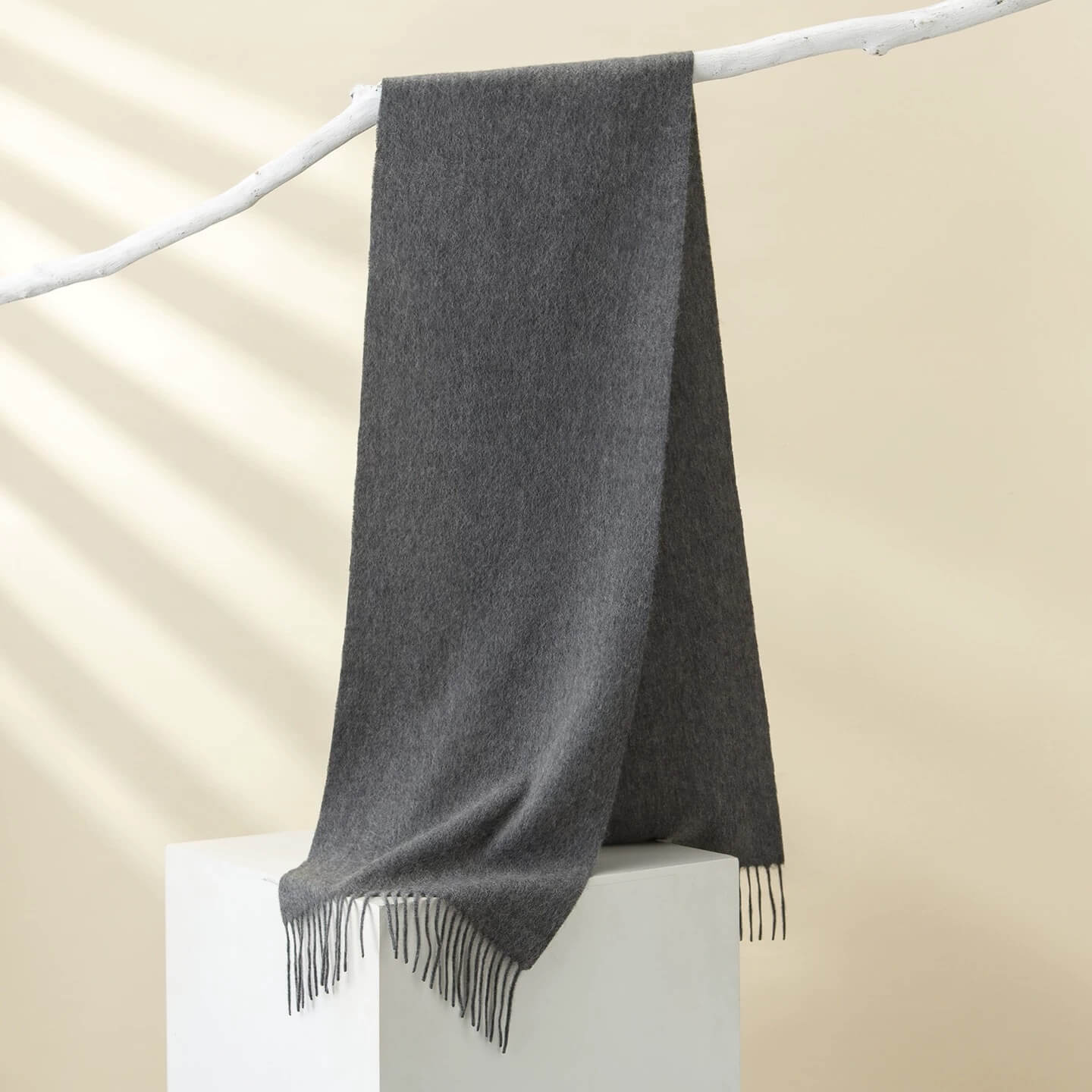 Mid-grey cashmere scarf, unisex everyday wear,solid color cashmere scarf