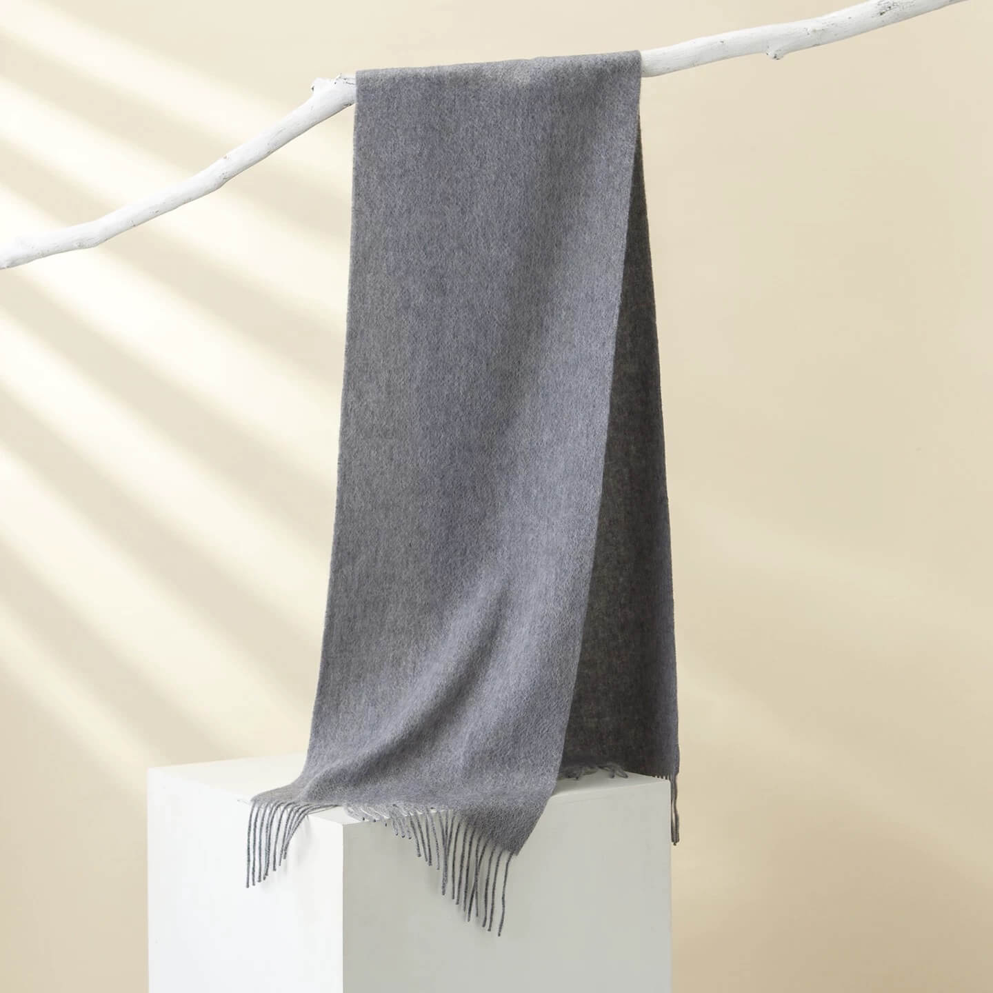 Mid-grey cashmere scarf, unisex everyday wear