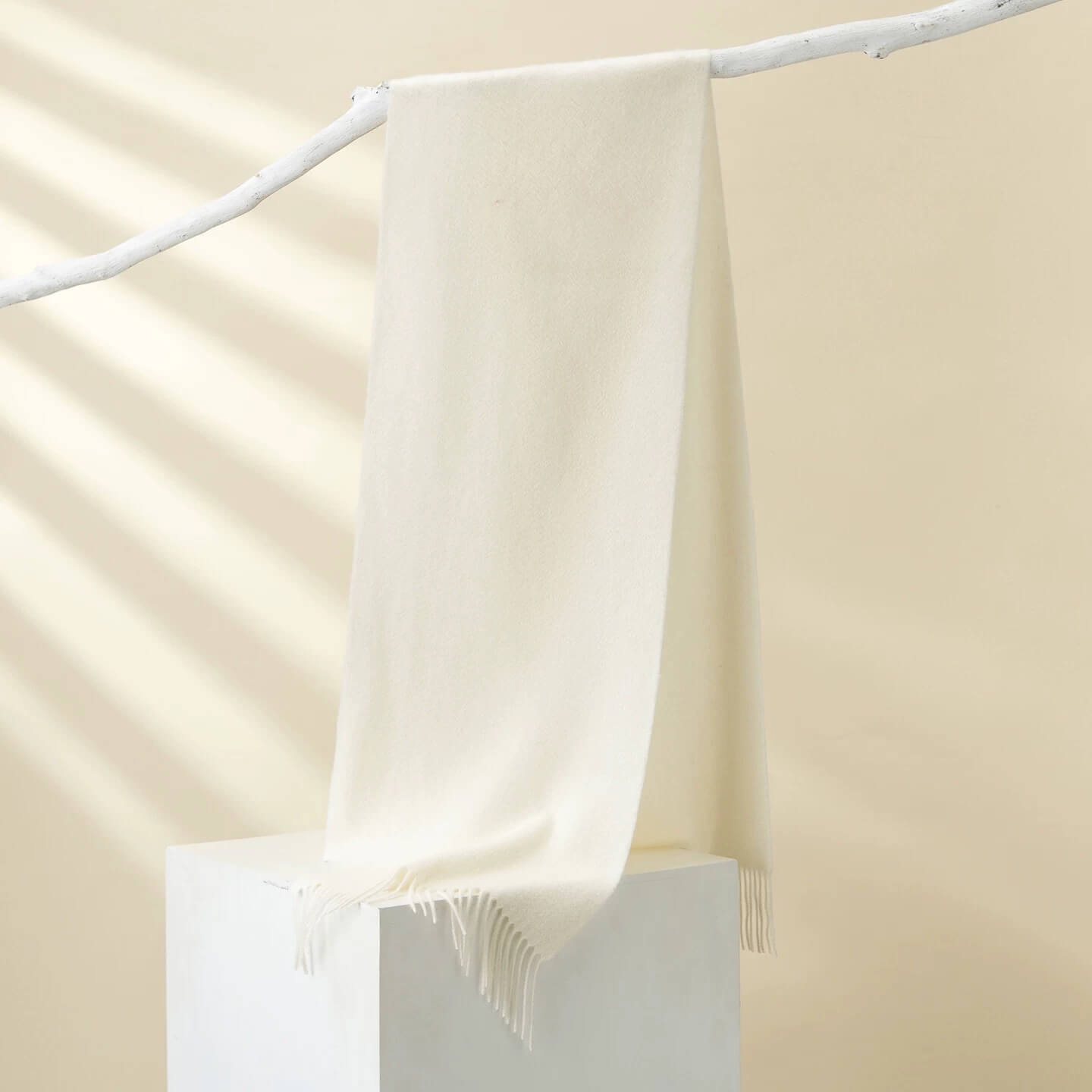 Pure white cashmere scarf, soft and elegant texture,	cashmere scarf for him and her