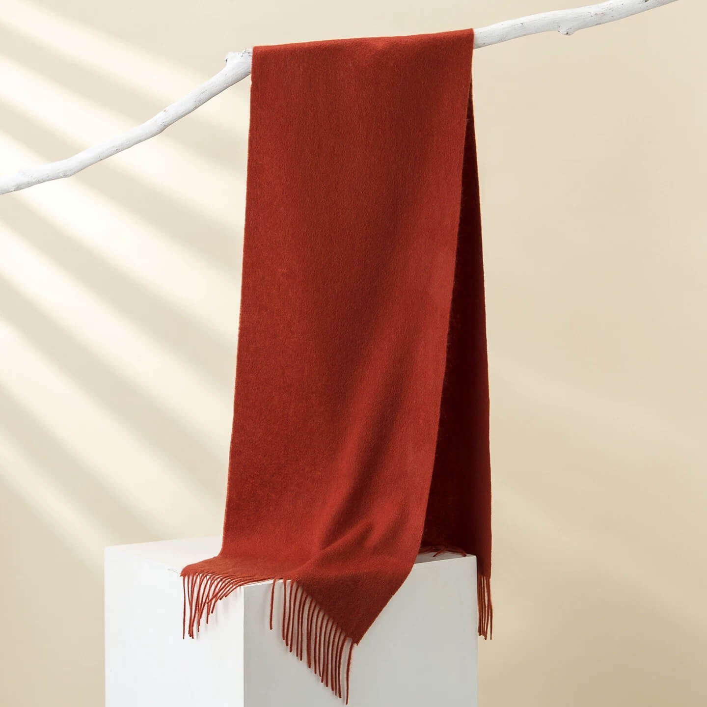 Classic 100% Cashmere Scarf in rust red
