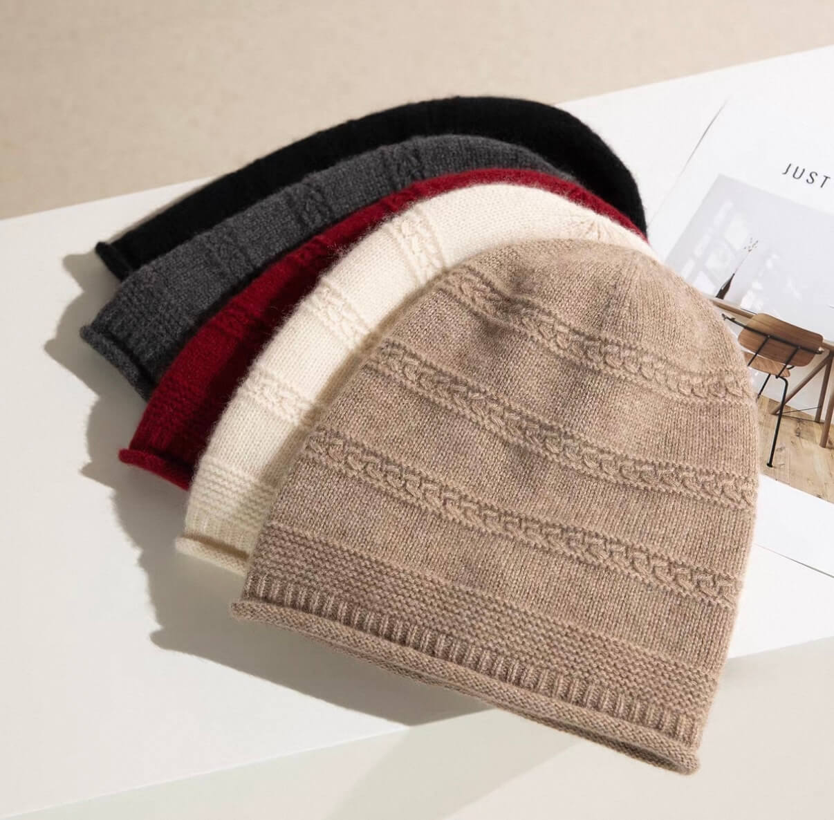 Luxury Ribbed Cuff Slouchy Beanie Hat for Men & Women