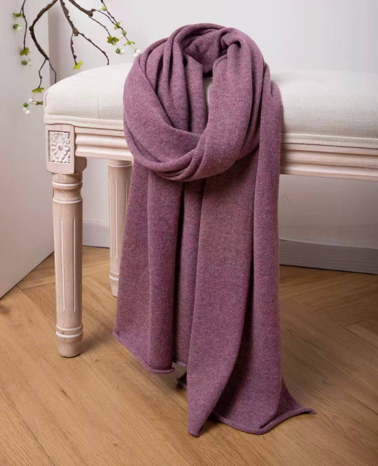 Muted Grape Color Cashmere Wrap – Elegant Women’s 3-Ply Cashmere Scarf