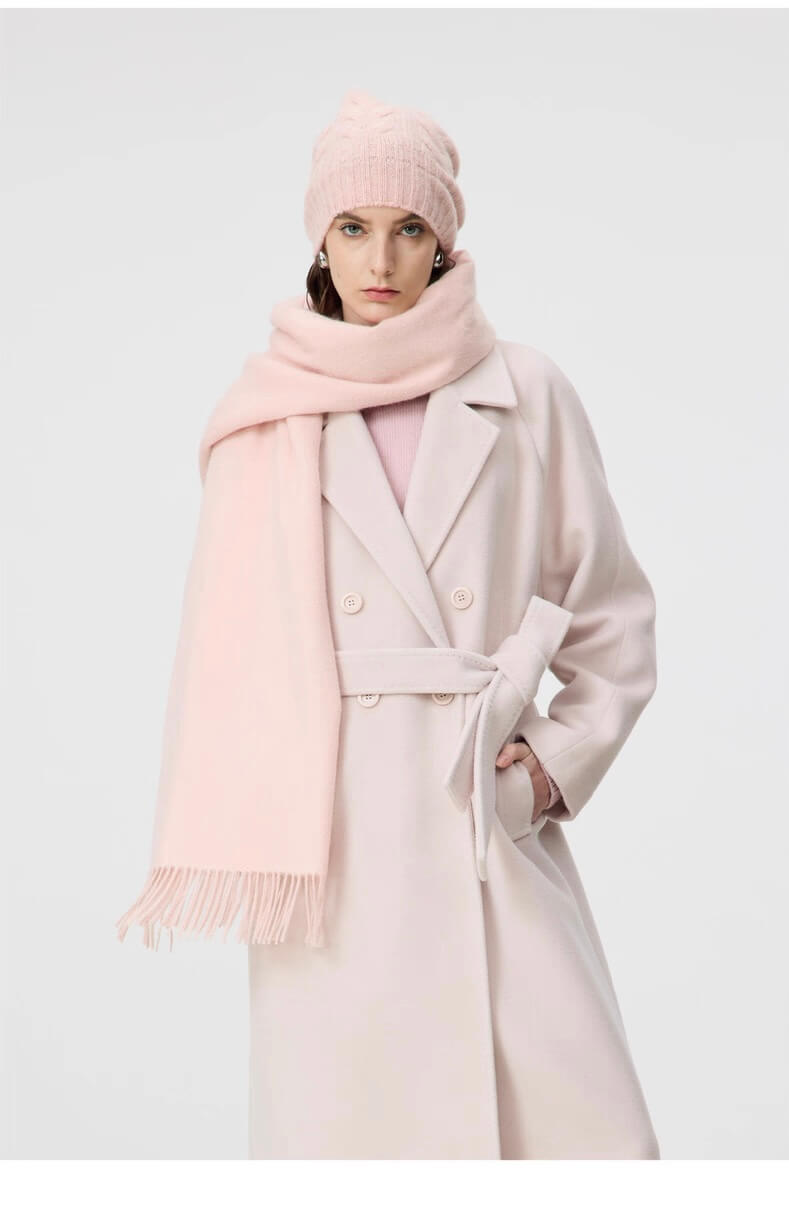 Pure cashmere scarf wrap with soft fringed edges