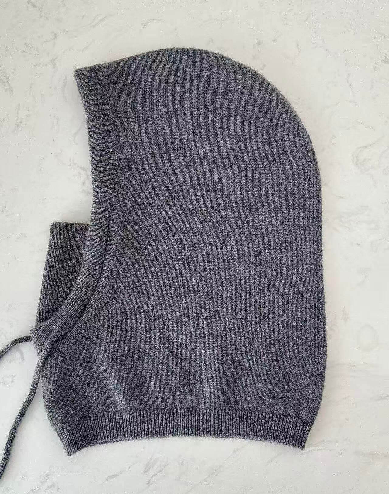 100% Cashmere Balaclava for Women – Thick Double-Knit Cashmere Hood Scarf with Adjustable Drawstring