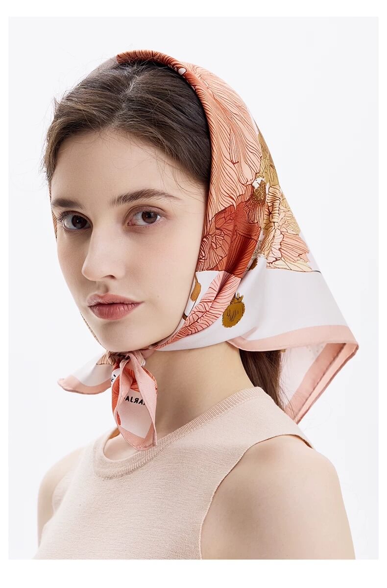 artistic horse print mulberry silk scarf close up texture