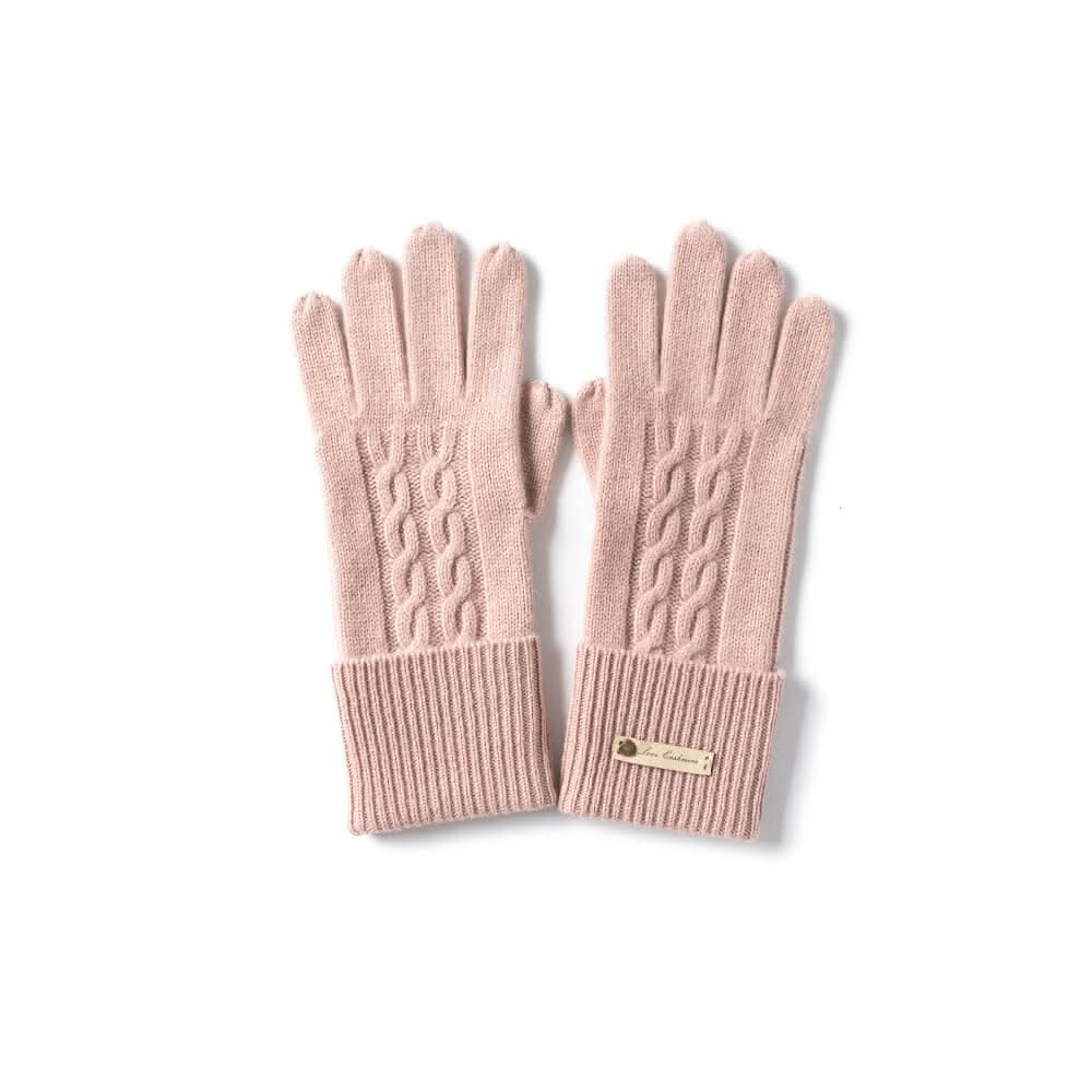 Women's Cable Cashmere Gloves in pink