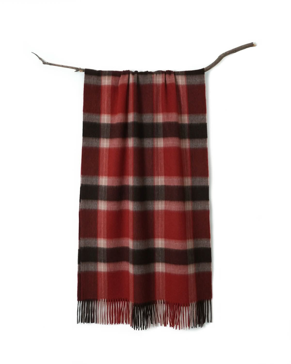 women's cashmere scarf shawl in red.  this cashmere check scarf in large size, you can wrap in when you are travelling