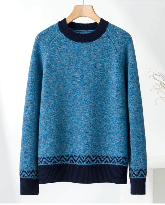 Luxury Fall Winter Knitwear women's pure cashmere sweater in blue color 