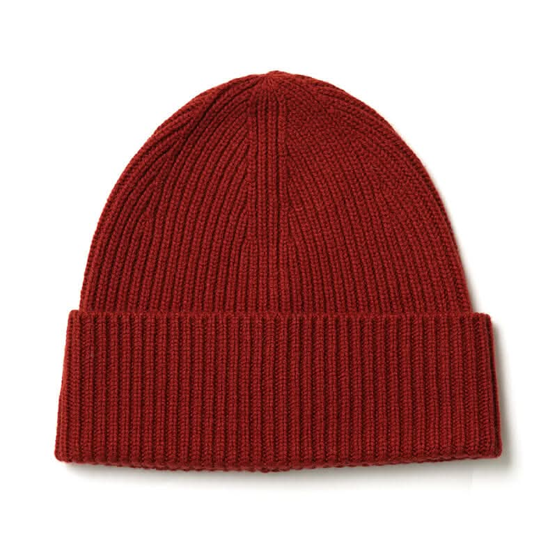 women cashmere beanie hat in red brown