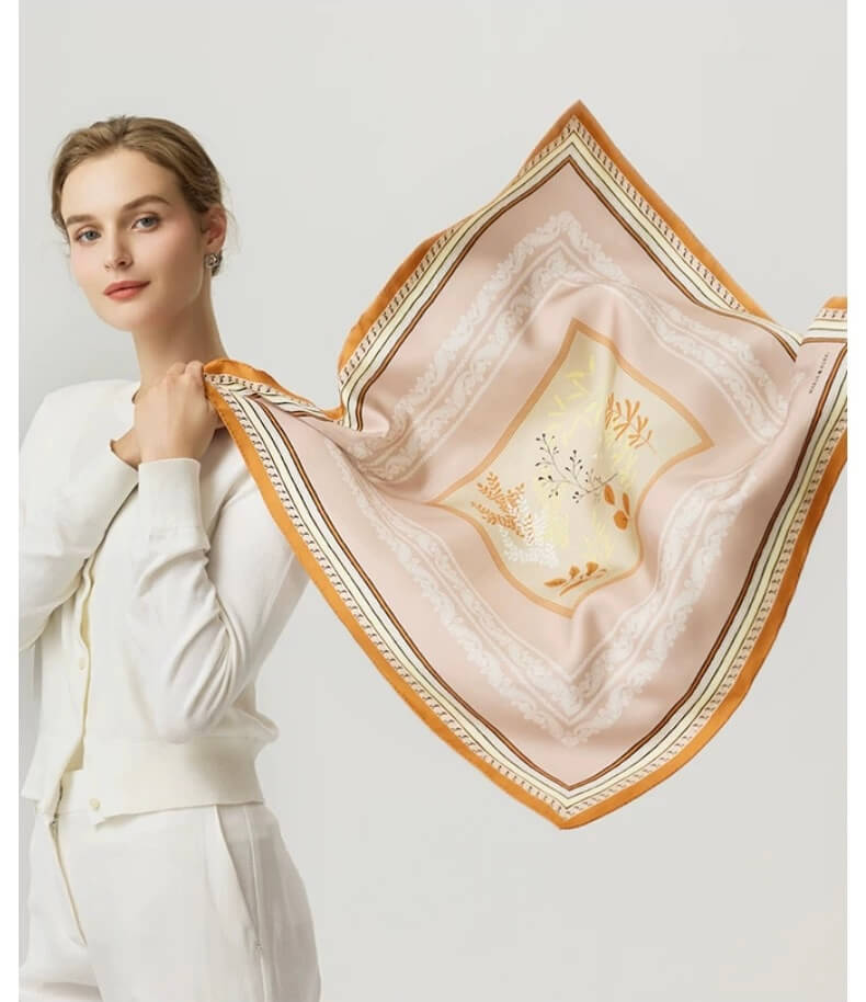Premium women’s silk scarf in two-tone colors”
“Designer-style mulberry silk twill reversible scarf”
