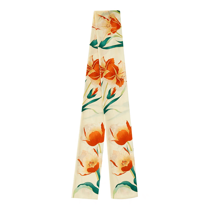 Luxurious 100% Mulberry Silk Scarf: Iris Garden Whisper
