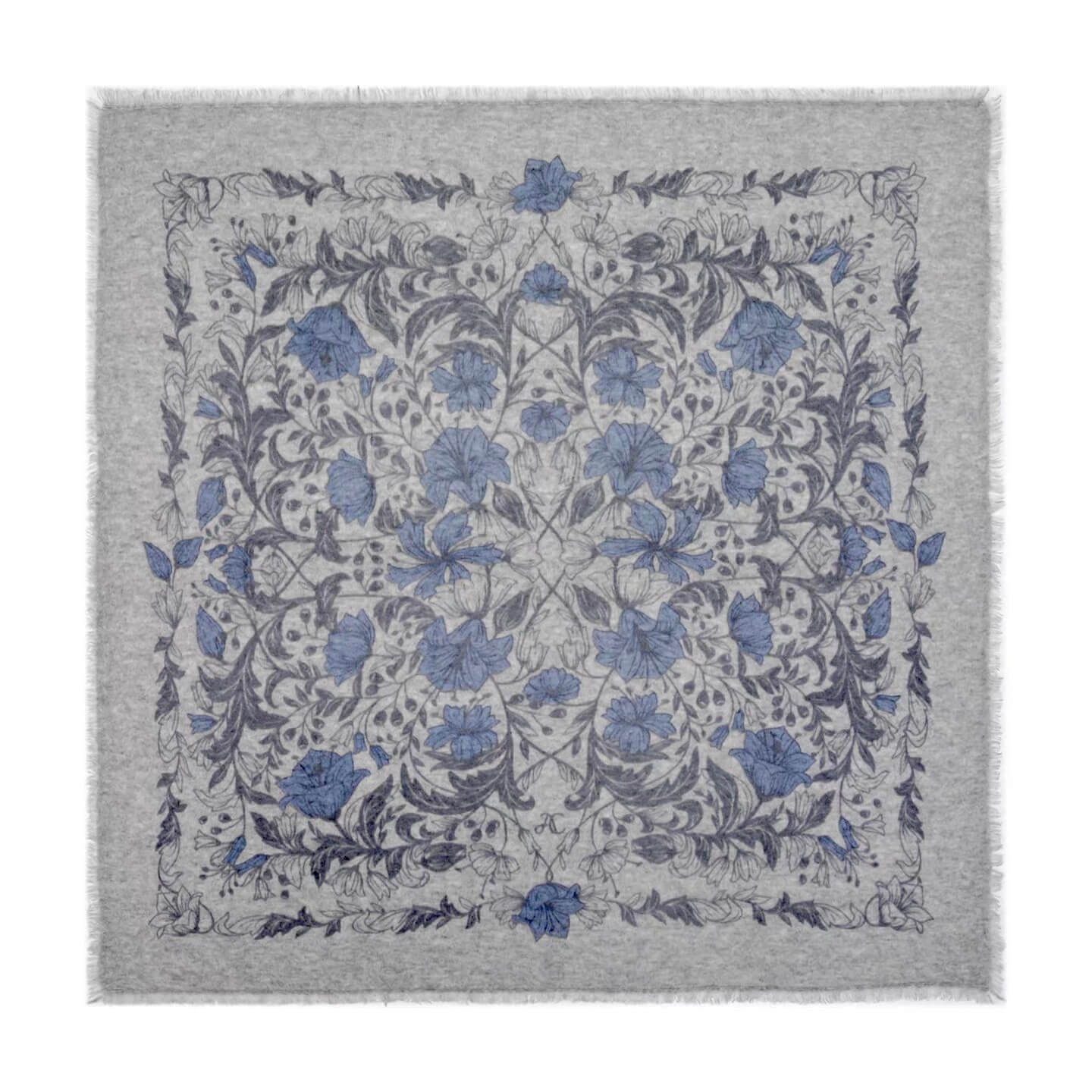 Women’s luxury cashmere printed square scarf in gray