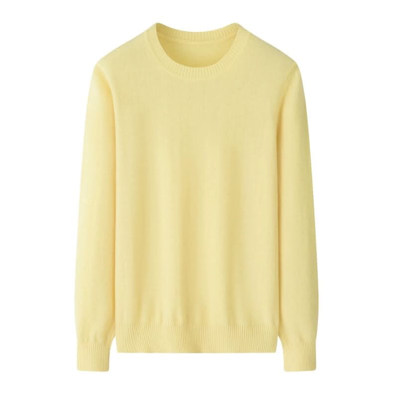 women cashmere crew neck sweaters in yellow